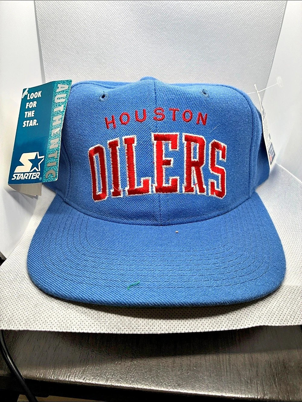Starter Houston Oilers NFL Pro Line Vintage Wool Hat Wool Snapback Hat Blue &